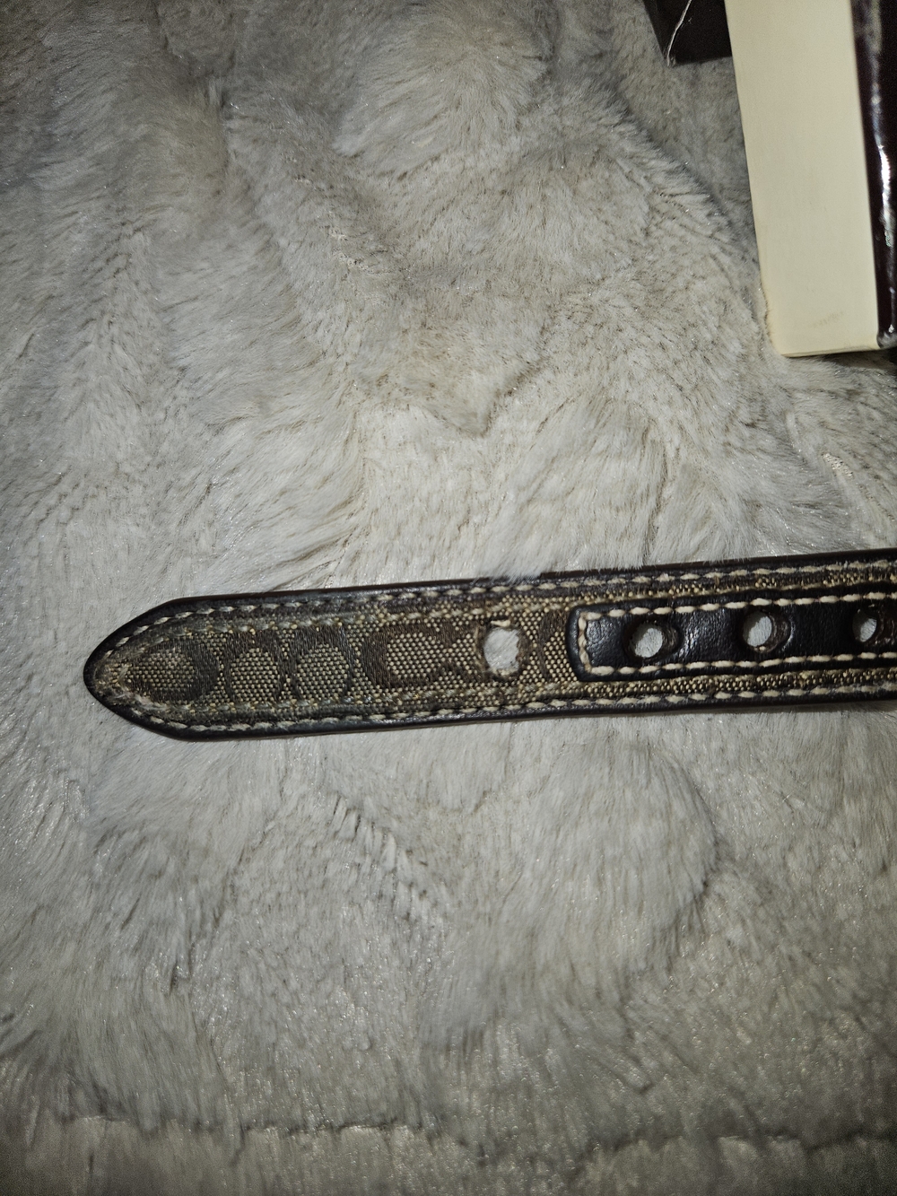 COACH BROWN LEATHER BROWN JACQUARD SIGNATURE C DOG PET COLLAR 60178 XS - Picture 5 of 8